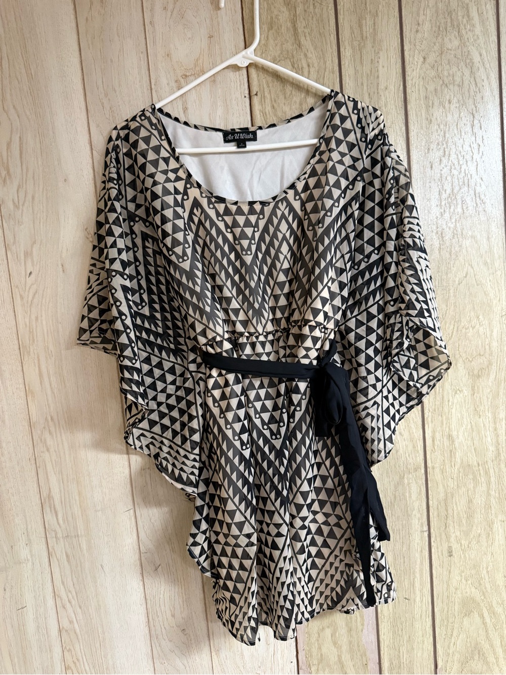As U Wish Black & Cream Geometric Tunic